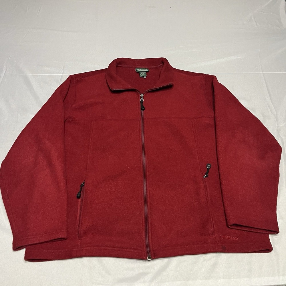 Vintage LL Bean Fleece Full Zip Jacket Men's XL Red